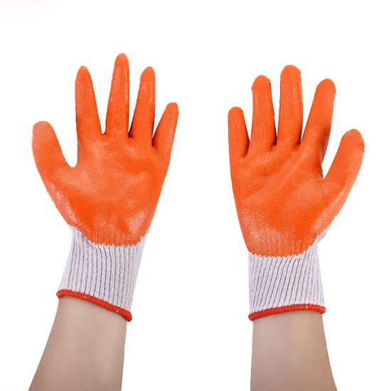 Paume en caoutchouc latex orange, revêtement lisse, doublure en coton blanc naturel, gants de sécurité pour le travail